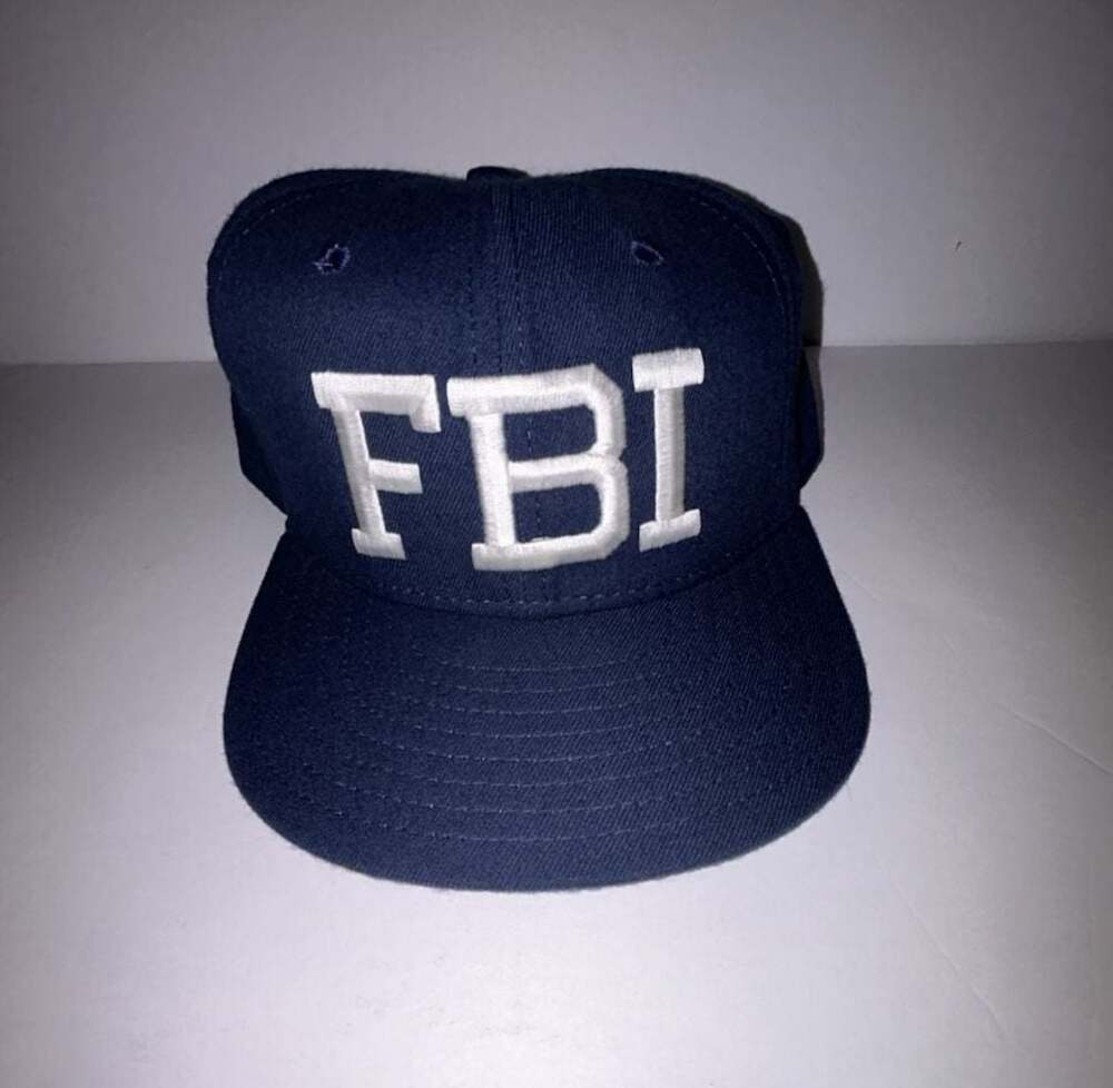 Vintage Made in USA New Era FBI Embroidered Snapback Baseball Cap Navy Blue